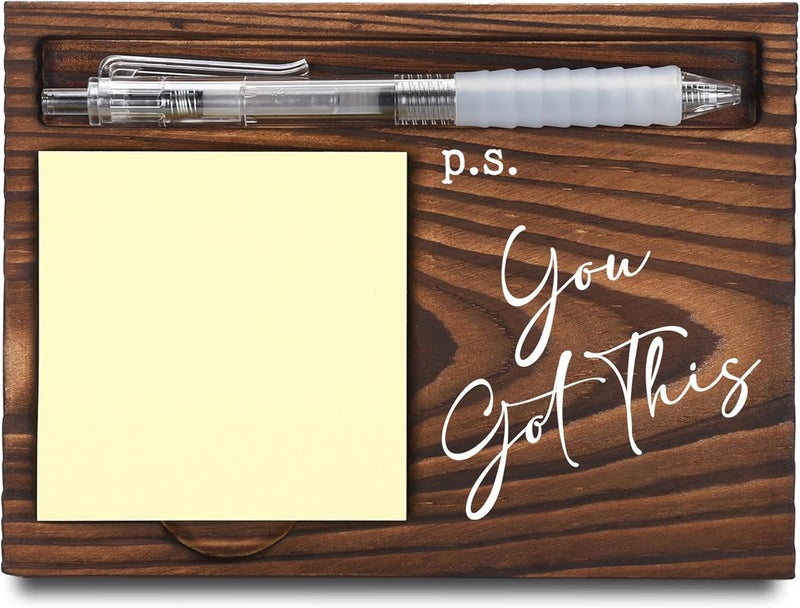 FTONENI Positive Affirmation Gifts, Job Promotion Gifts, Farewell Gifts, Motivational Gifts, Sticky Note Holder, Post-it Note Dispenser for Desk, Wooden Post-it Note & Pen Holder 6.5" x 4.7" - FTA120 - Image 1